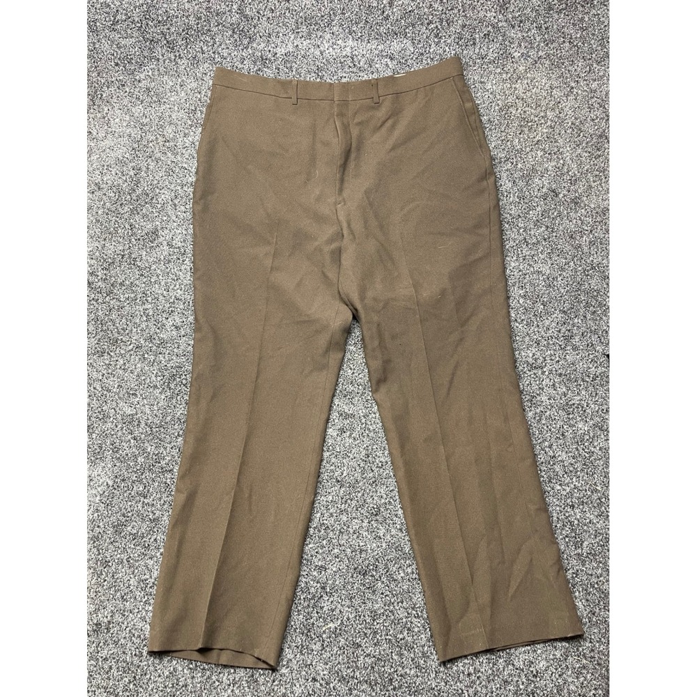 Puritan Mens Brown Flat Front Straight Leg Dress Pants Trousers 42x32